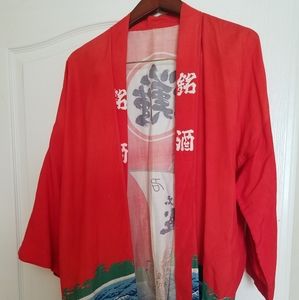 Men's red ship kimono top